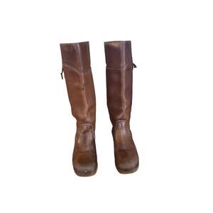 𝅺WOMENS vintage Rosita brown leather tall platform boots size 7.5